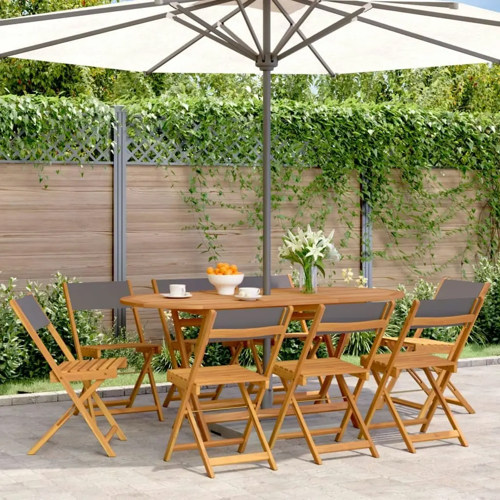 Folding Garden Chairs 8 pcs Anthracite Fabric and Solid Wood 3214615