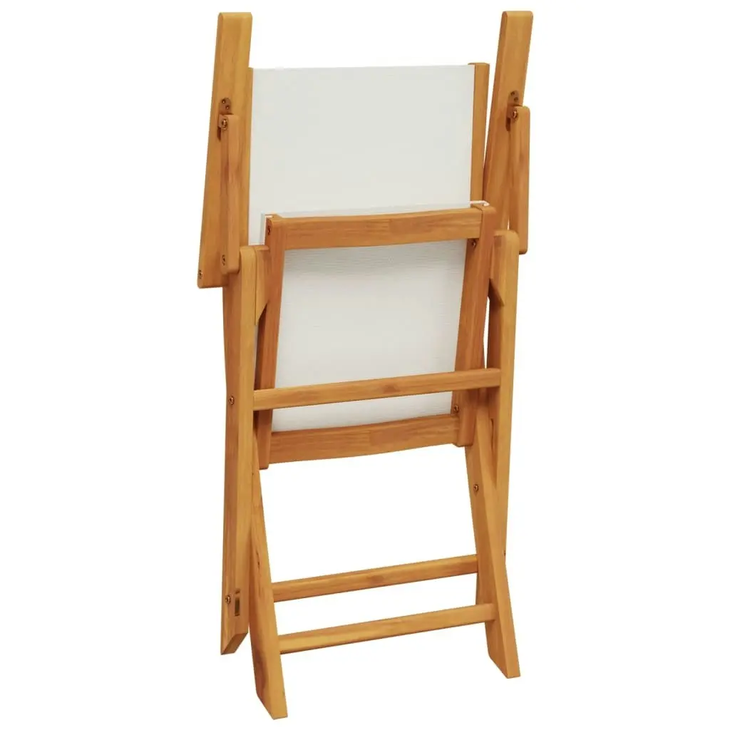 Folding Garden Chairs 8 pcs Cream White Fabric and Solid Wood 3214576