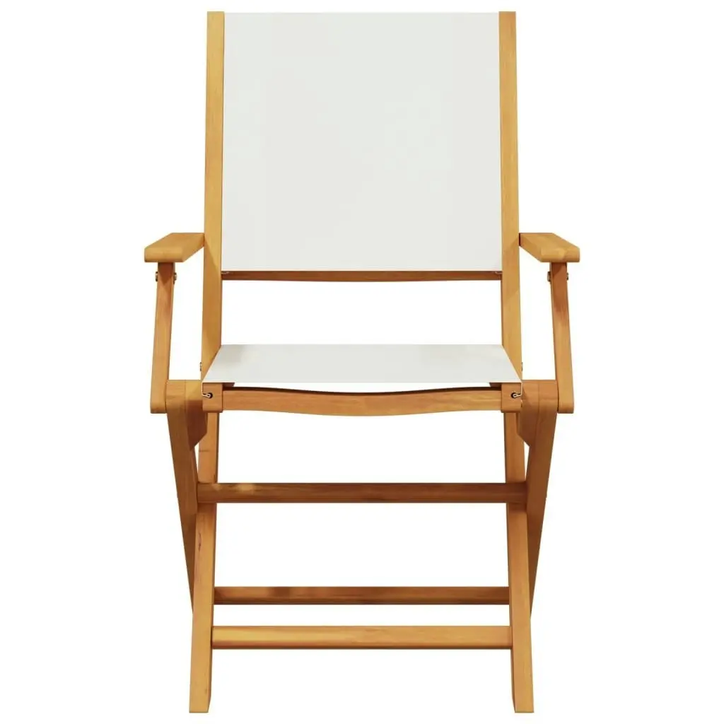 Folding Garden Chairs 8 pcs Cream White Fabric and Solid Wood 3214576