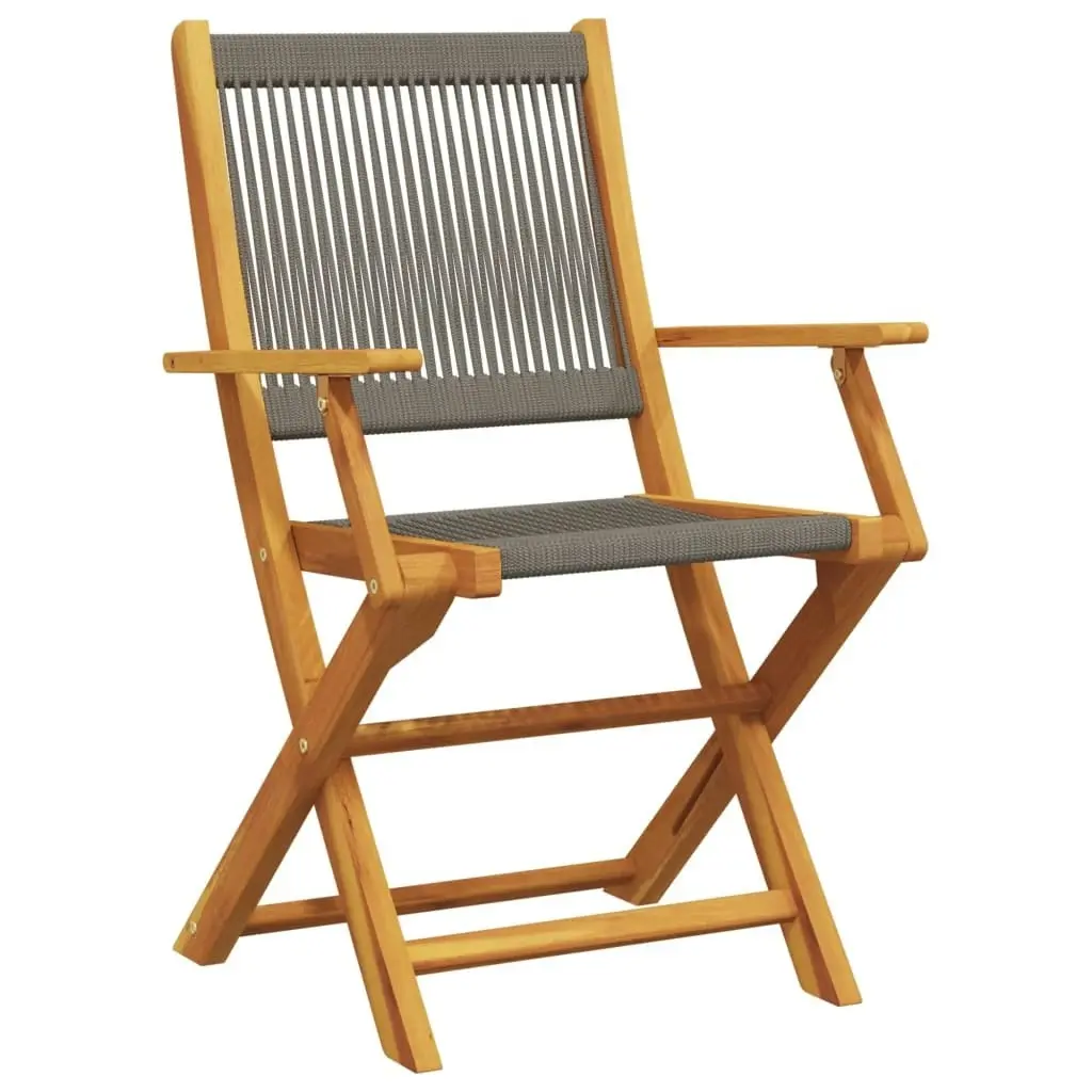 Folding Garden Chairs 8 pcs Grey Solid Wood Acacia 3214570