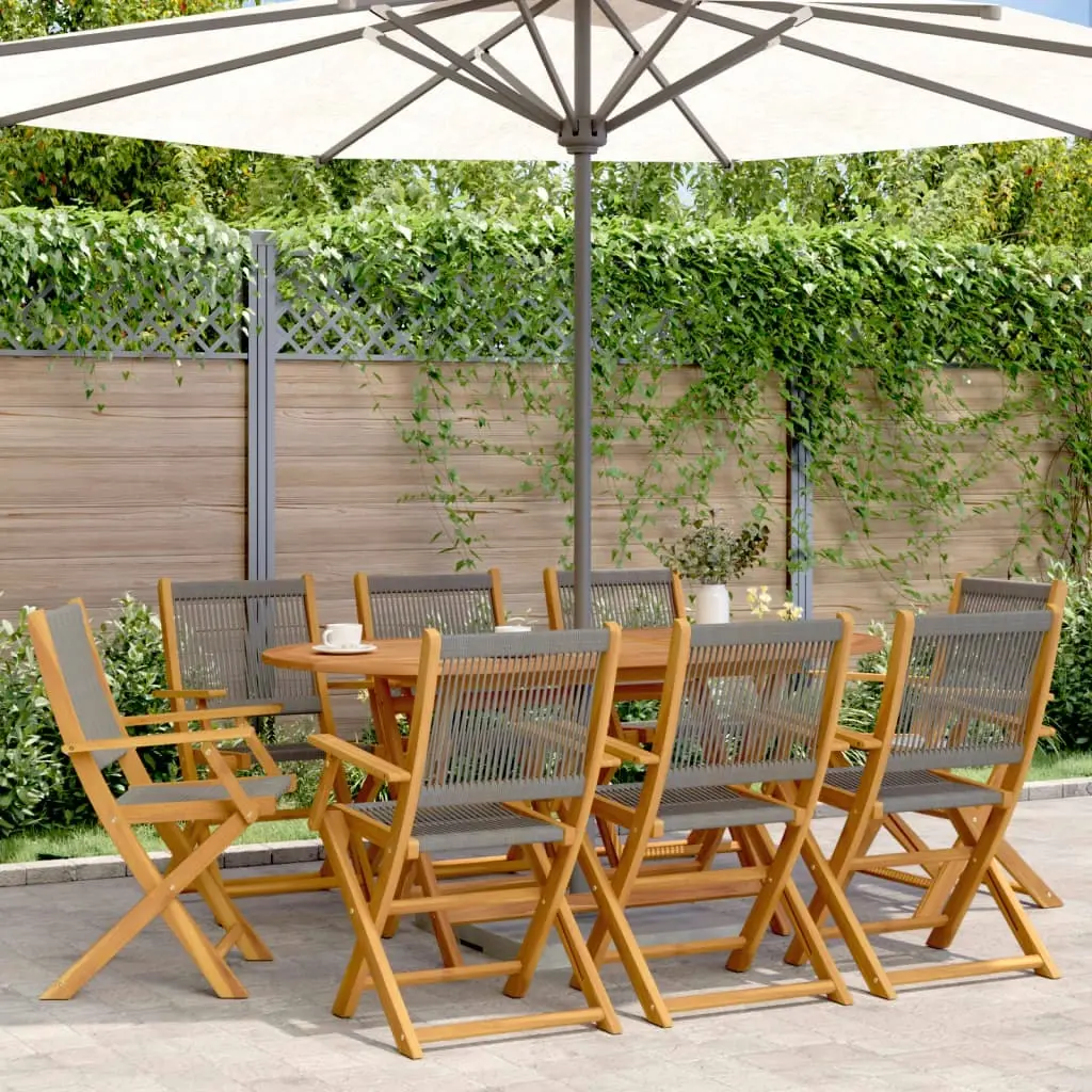 Folding Garden Chairs 8 pcs Grey Solid Wood Acacia 3214570