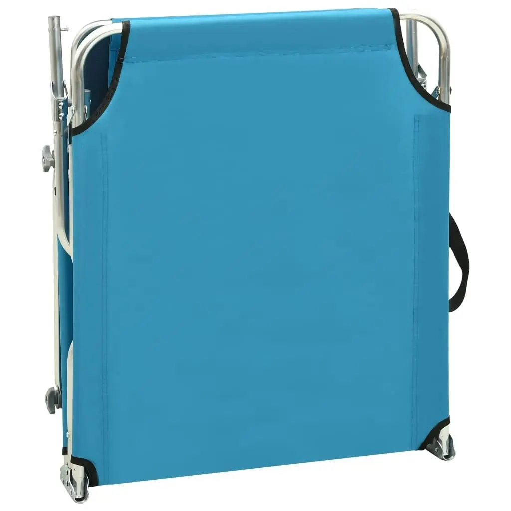 Folding Sun Lounger with Canopy Blue Aluminium 310362