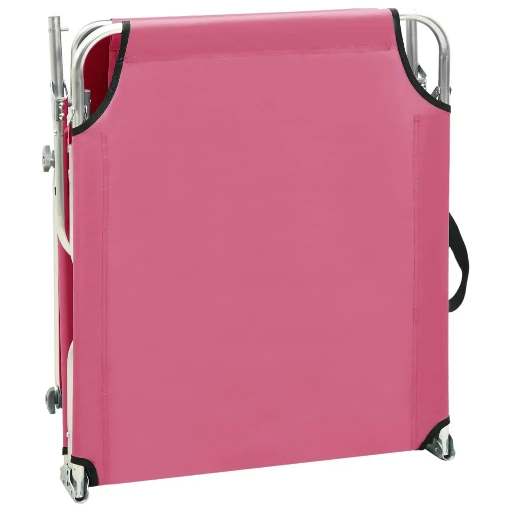 Folding Sun Lounger with Canopy Pink Aluminium 310363