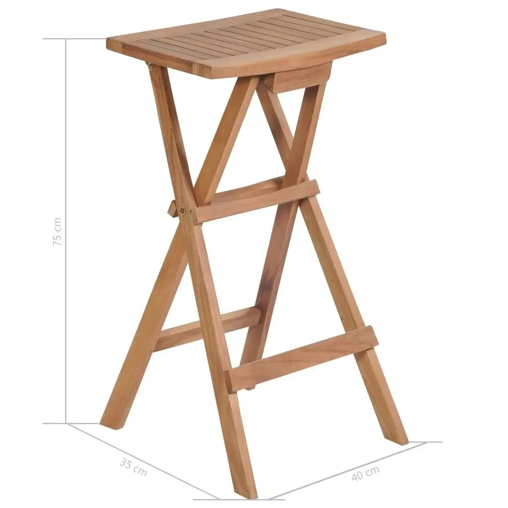 Folding Bar Stools 2 pcs Solid Teak Wood 44727