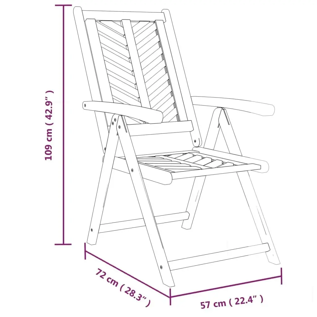 Reclining Garden Chairs 3 pcs Solid Wood Acacia 362232