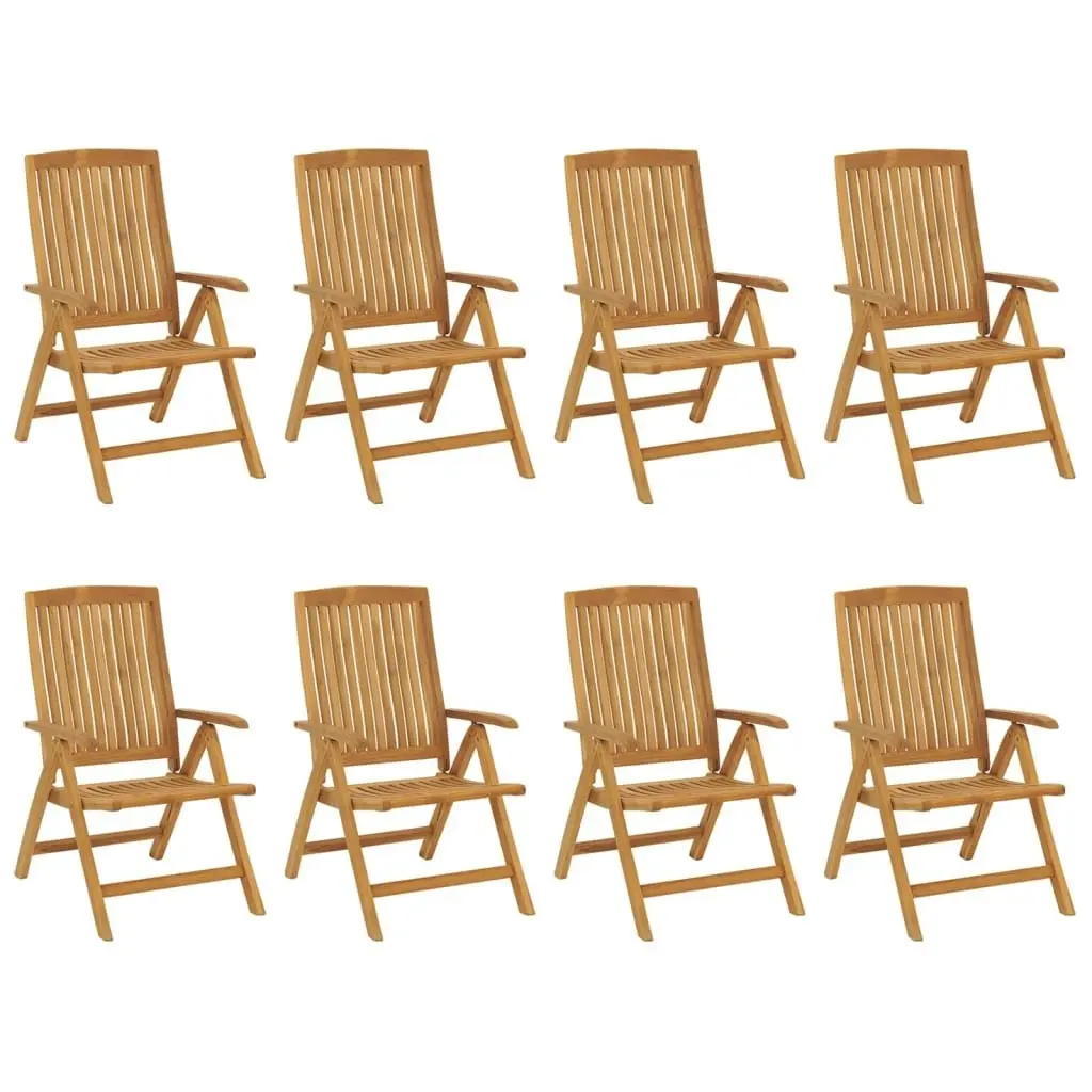 Reclining Garden Chairs with Cushions 8 pcs Solid Wood Teak 3196527