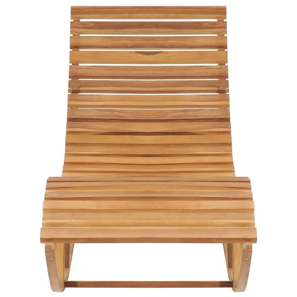 Rocking Sun Lounger with Cushion Solid Teak Wood 3063345