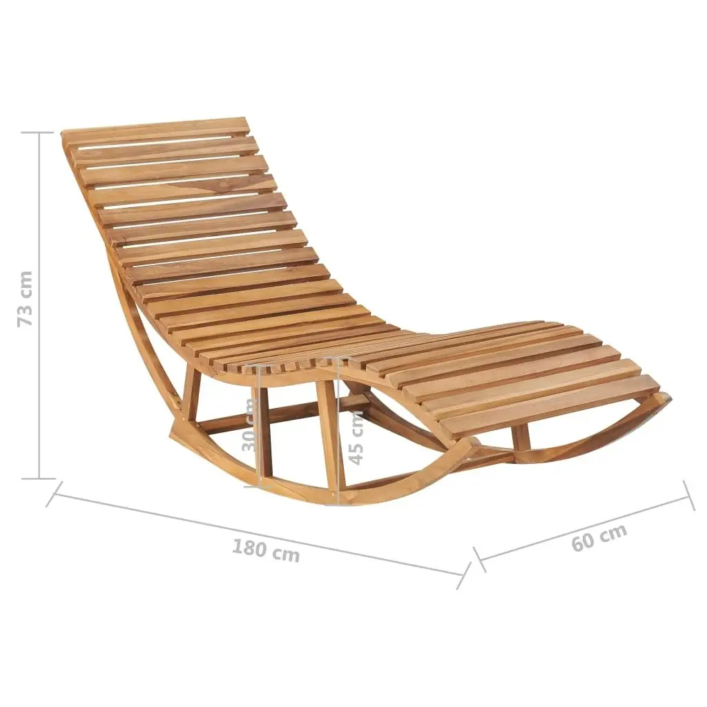 Rocking Sun Lounger with Cushion Solid Teak Wood 3063345