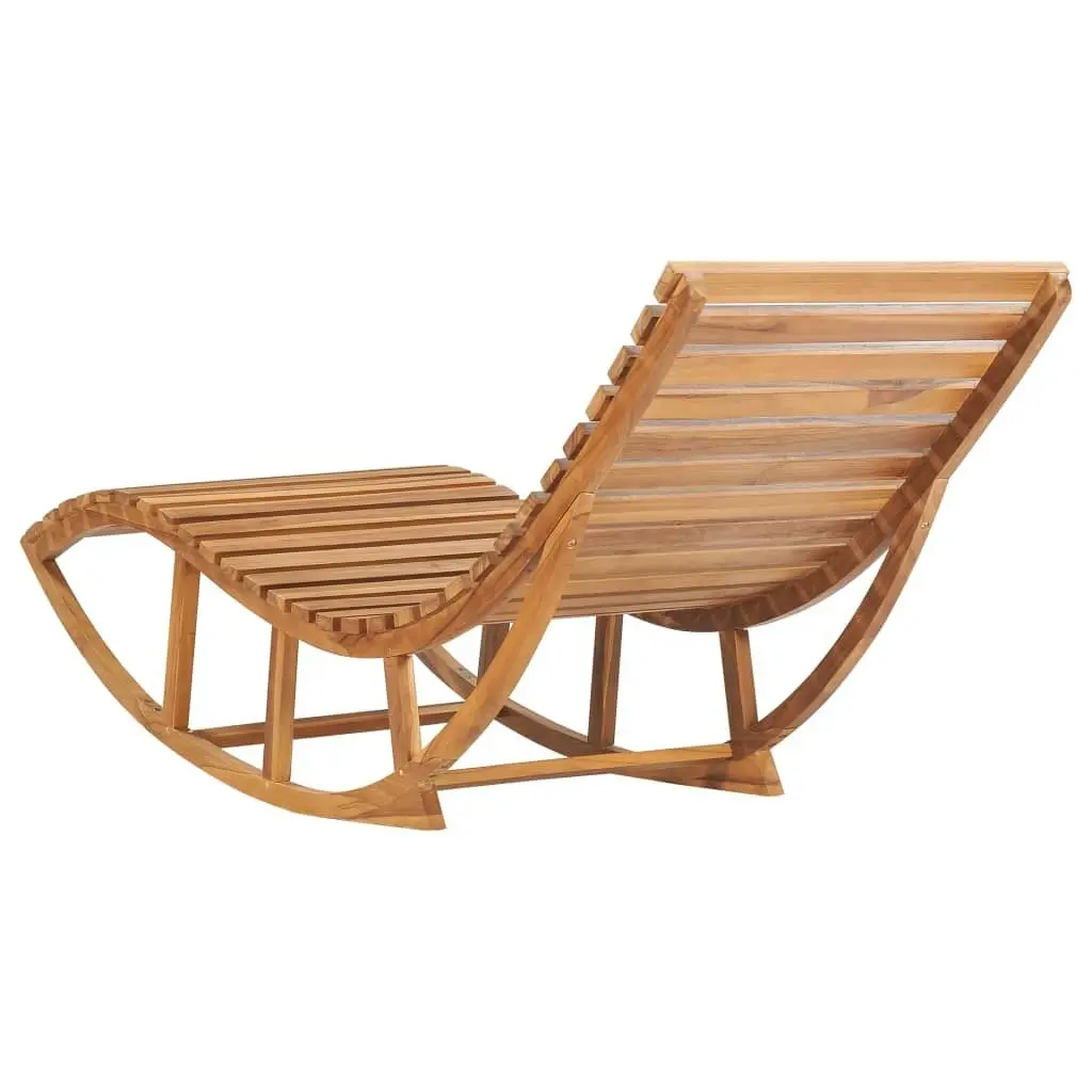 Rocking Sun Lounger with Cushion Solid Teak Wood 3063345