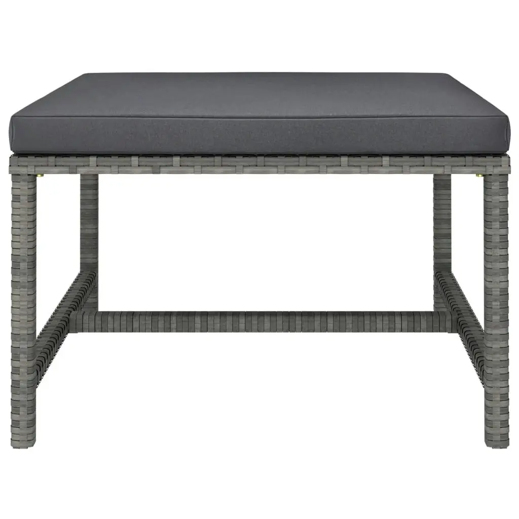 Sectional Footrest with Cushion Grey Poly Rattan 313495