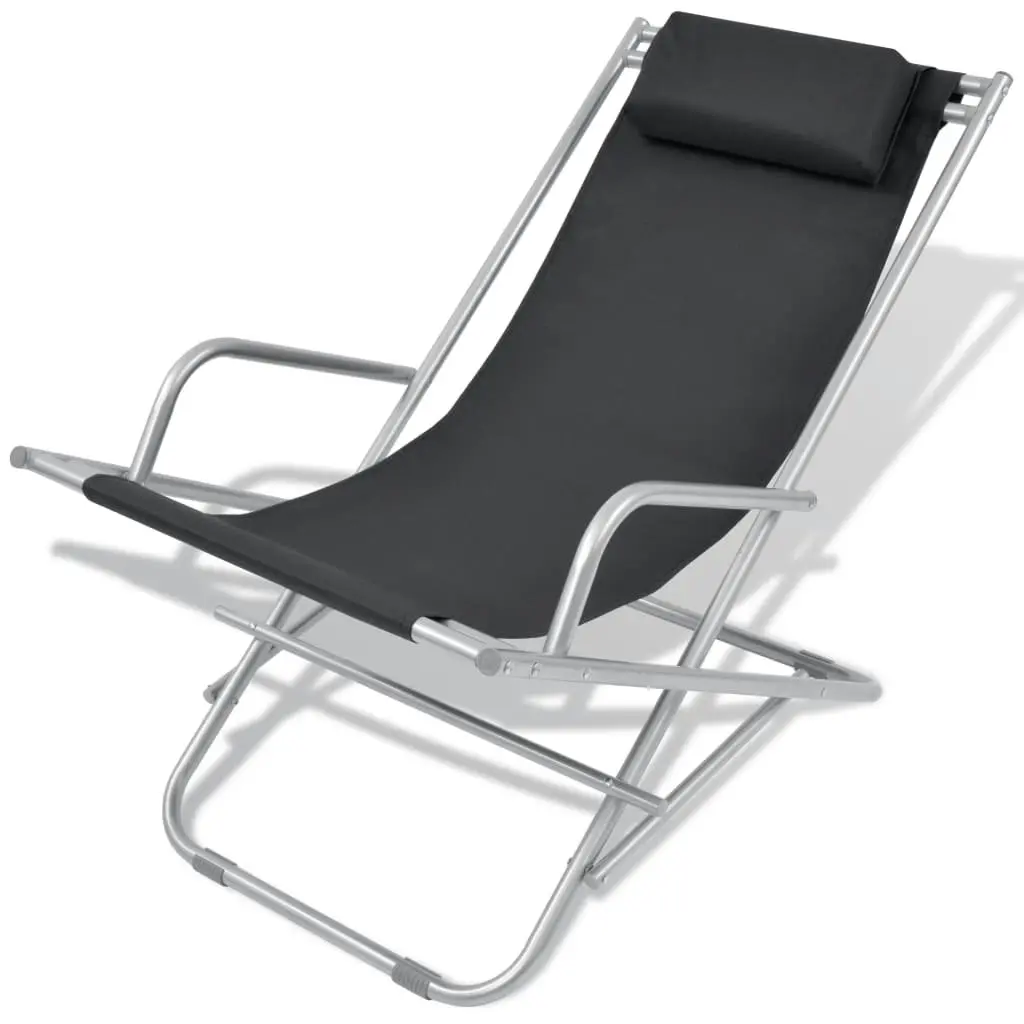 Reclining Deck Chairs 2 pcs Steel Black 42936