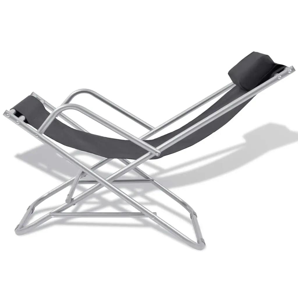 Reclining Deck Chairs 2 pcs Steel Black 42936