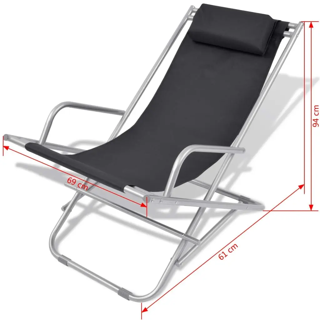 Reclining Deck Chairs 2 pcs Steel Black 42936