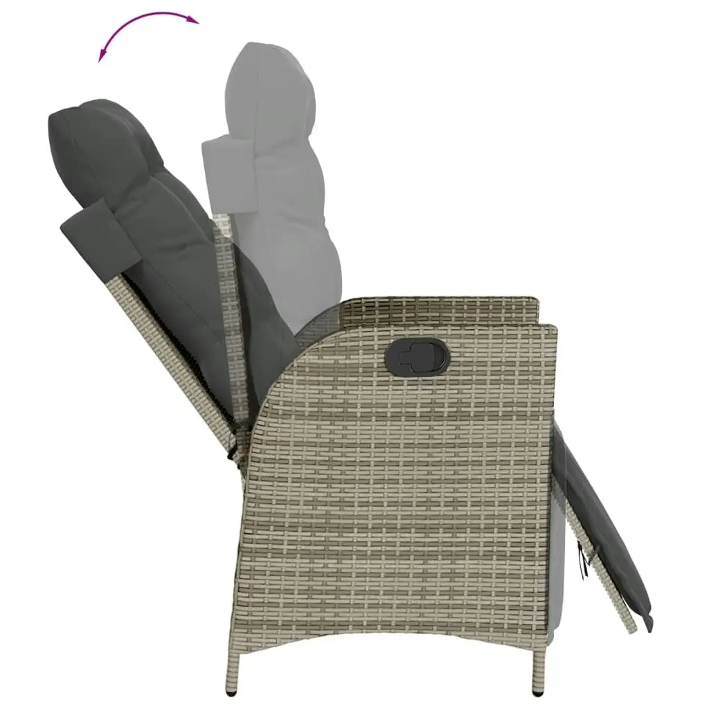 Reclining Garden Chair with Footrest Grey Poly Rattan 365283