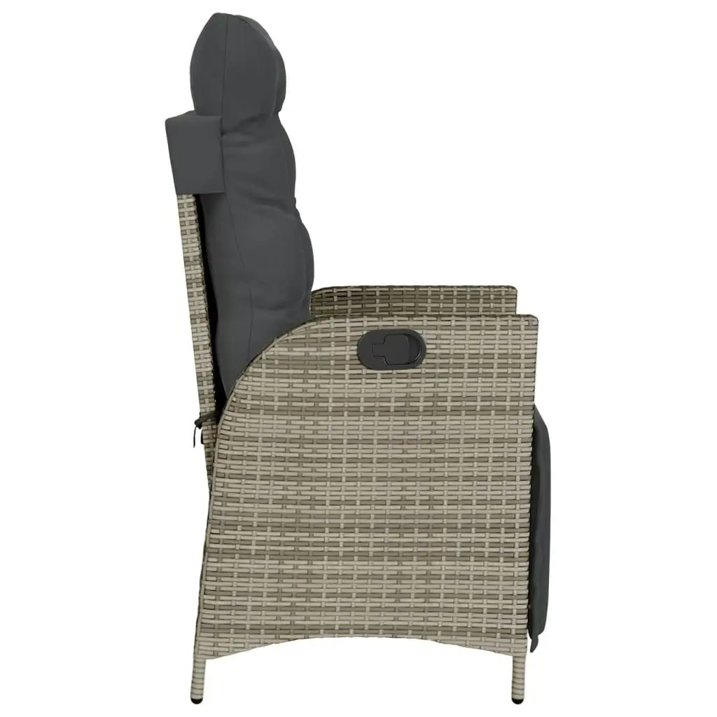 Reclining Garden Chair with Footrest Grey Poly Rattan 365283