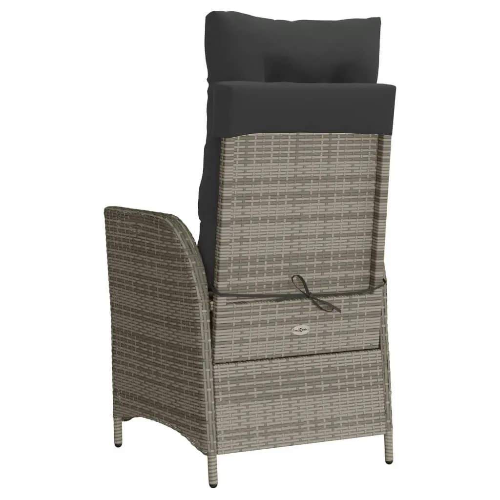 Reclining Garden Chair with Footrest Grey Poly Rattan 365283