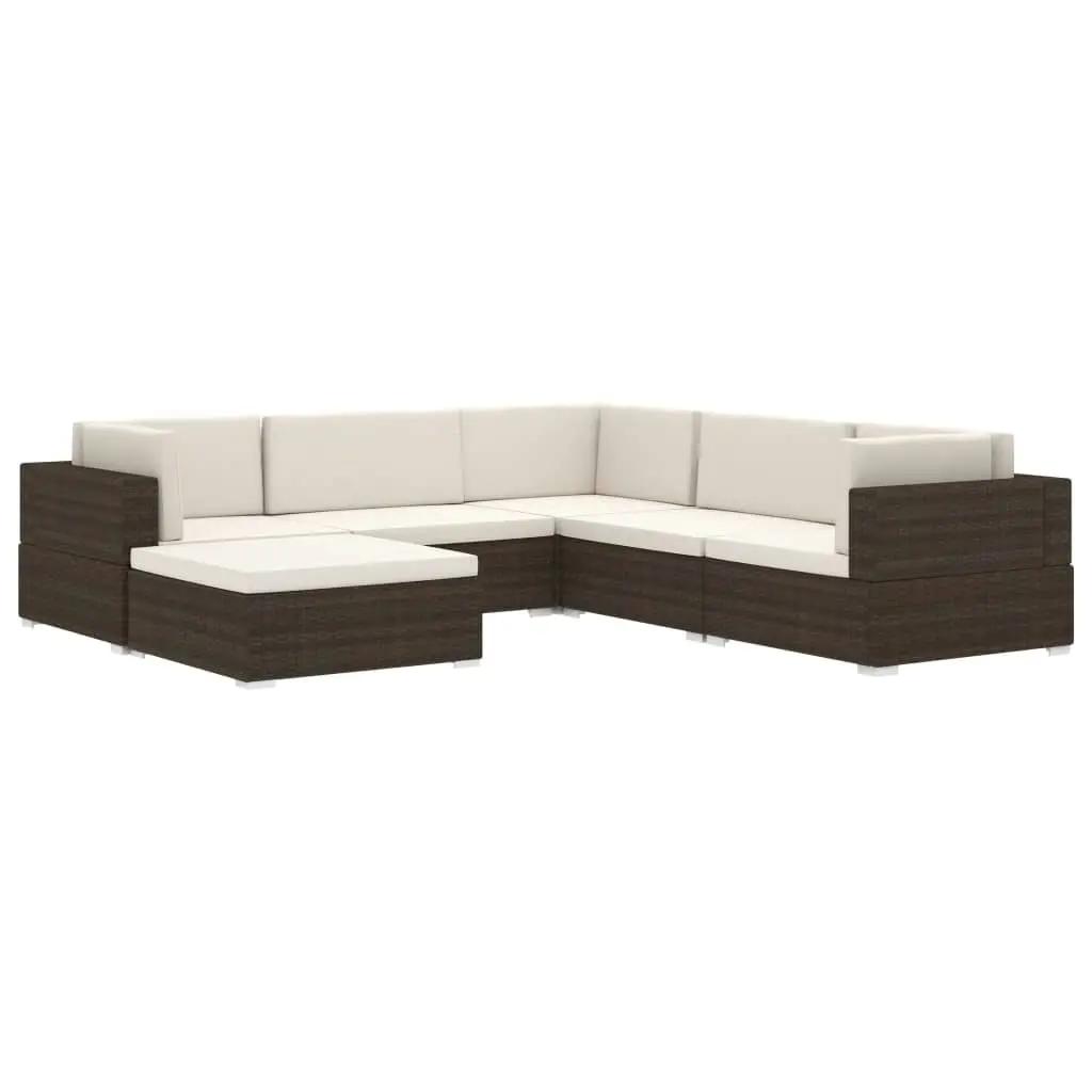 Sectional Middle Seat 1 pc with Cushions Poly Rattan Brown 46793