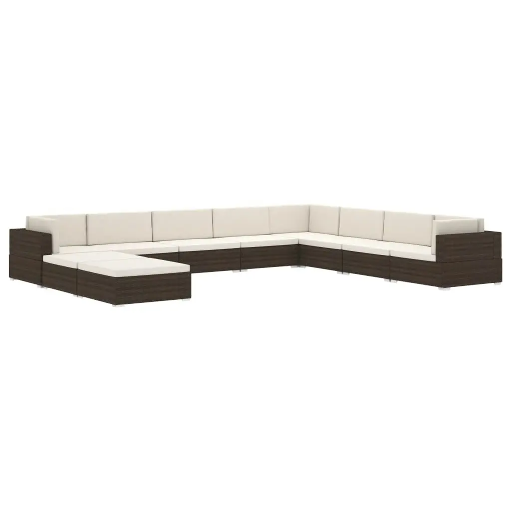 Sectional Middle Seat 1 pc with Cushions Poly Rattan Brown 46793