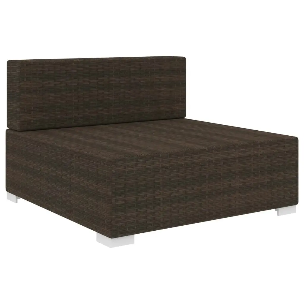 Sectional Middle Seat 1 pc with Cushions Poly Rattan Brown 46793