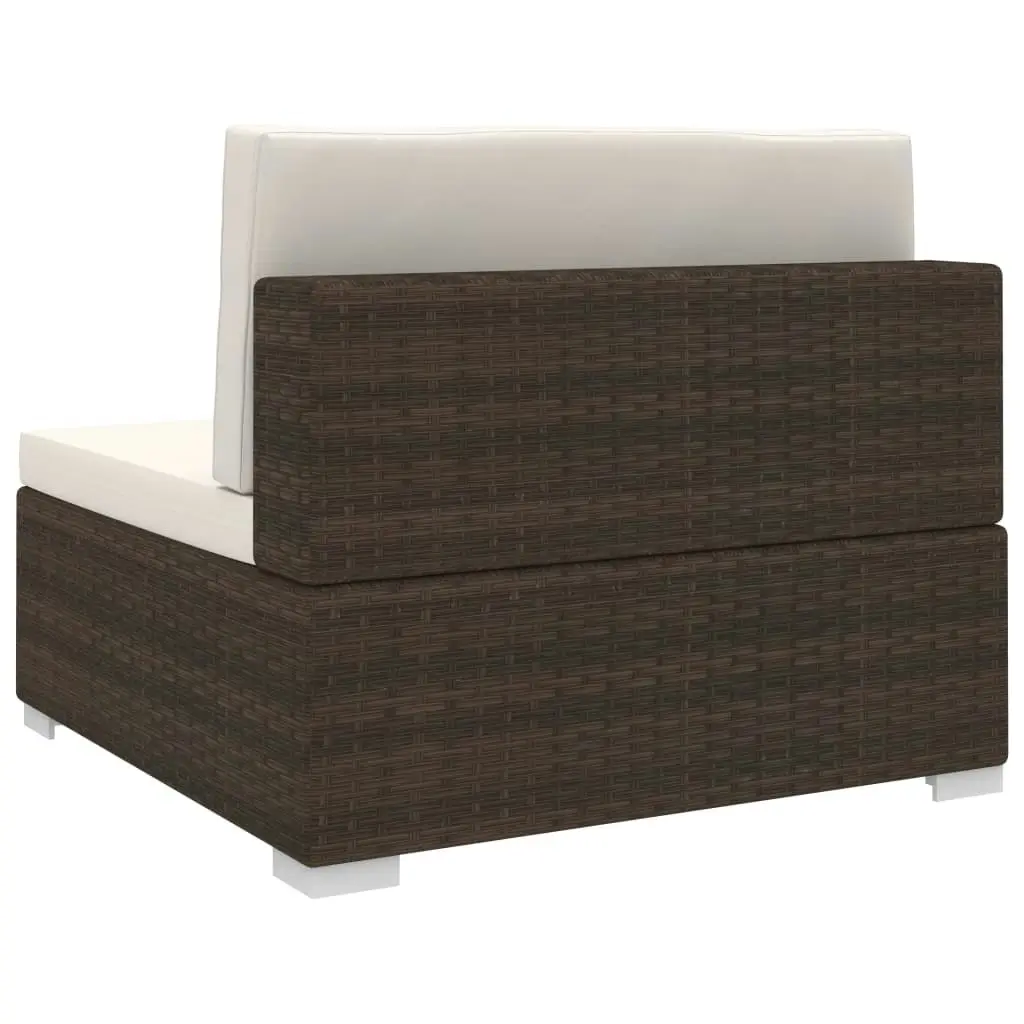 Sectional Middle Seat 1 pc with Cushions Poly Rattan Brown 46793