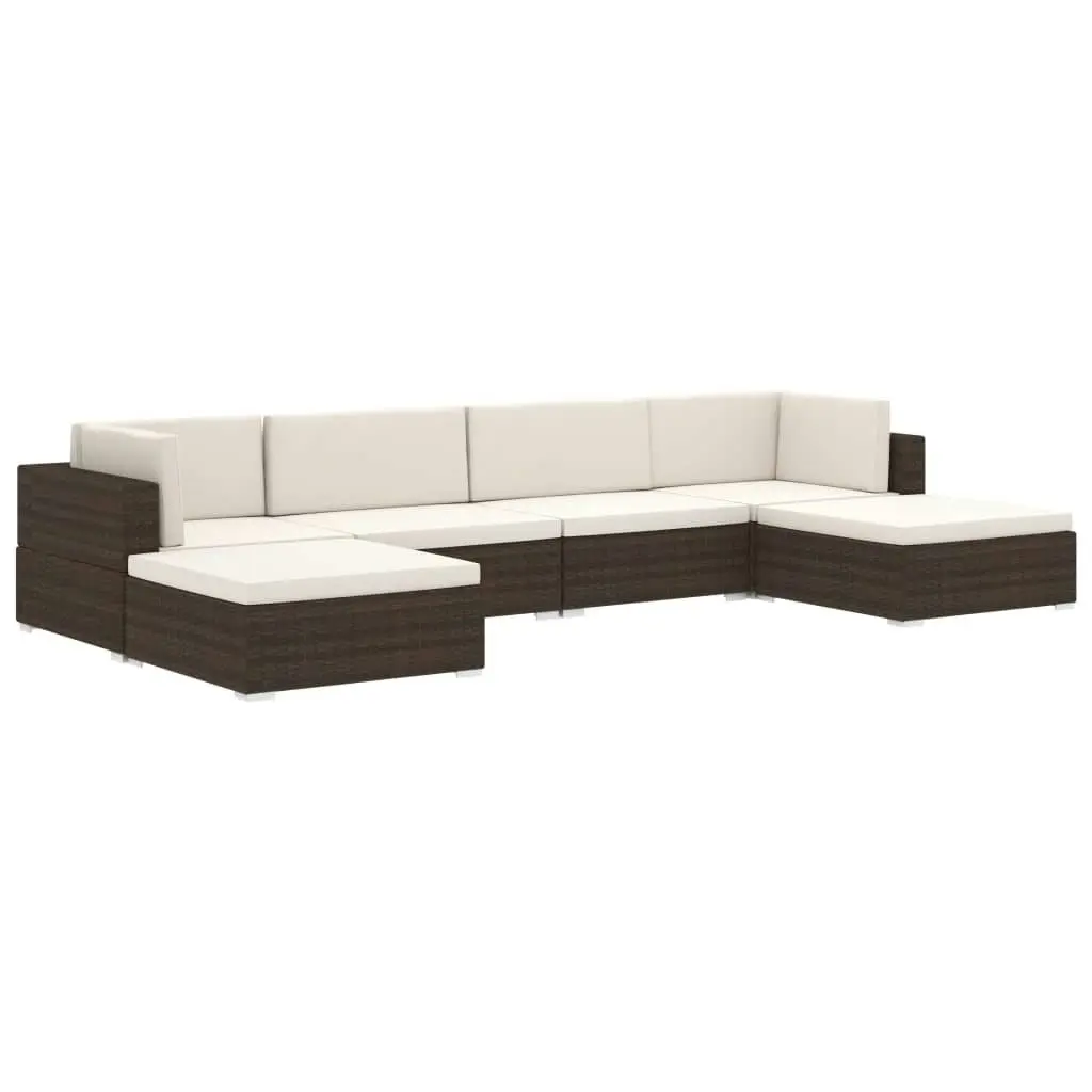 Sectional Middle Seat 1 pc with Cushions Poly Rattan Brown 46793