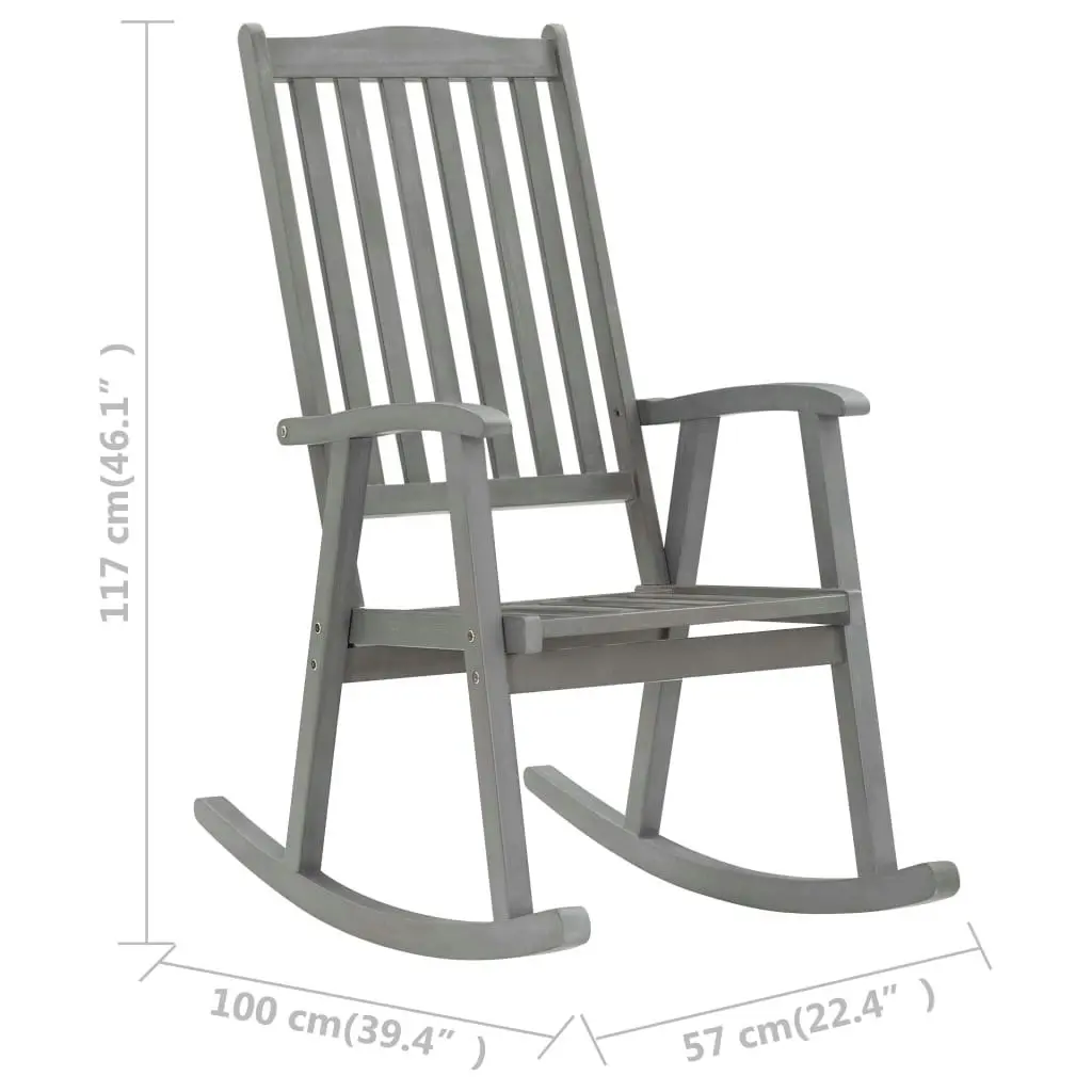 Rocking Chair Grey Solid Acacia Wood 311845