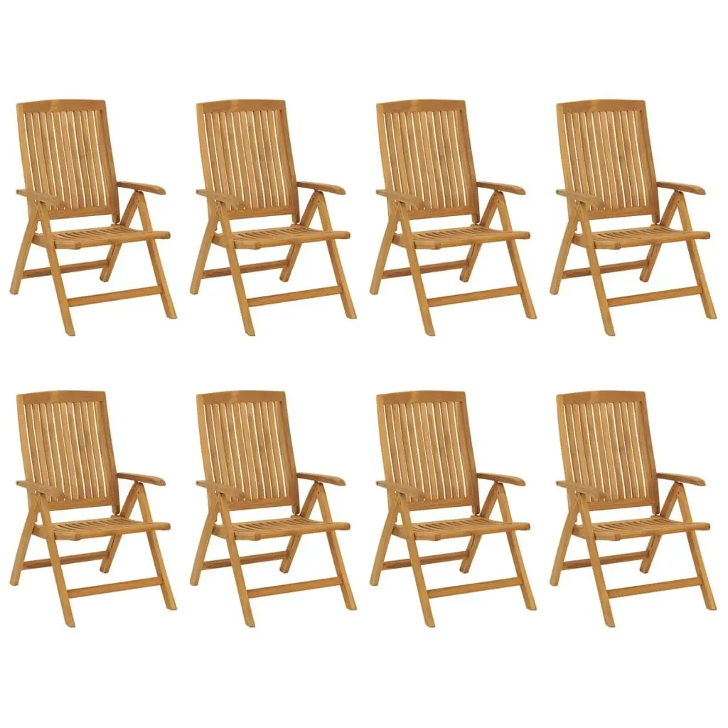 Reclining Garden Chairs with Cushions 8 pcs Solid Wood Teak 3196525