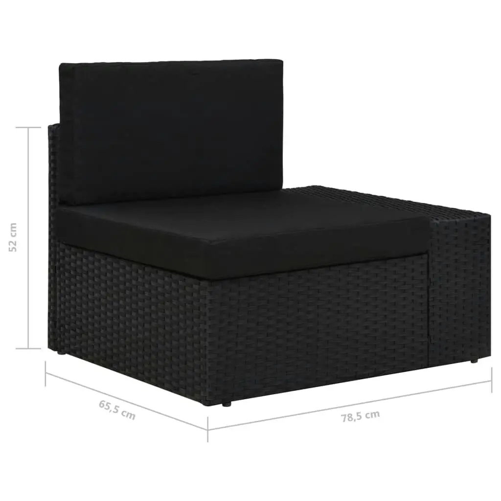 Sectional Corner Sofa with Left Armrest Poly Rattan Black 49499