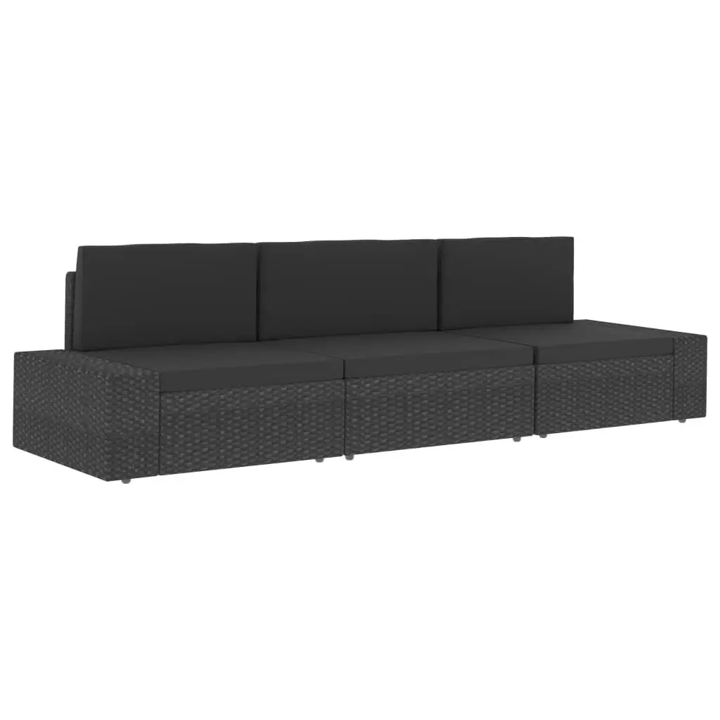 Sectional Corner Sofa with Right Armrest Poly Rattan Black 49500