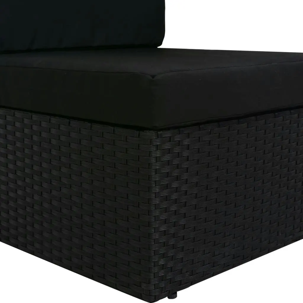 Sectional Corner Sofa with Right Armrest Poly Rattan Black 49500