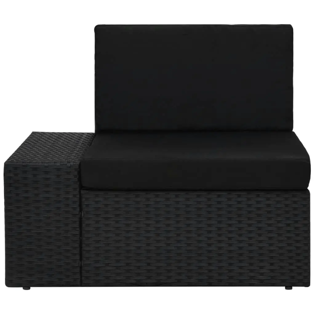 Sectional Corner Sofa with Right Armrest Poly Rattan Black 49500