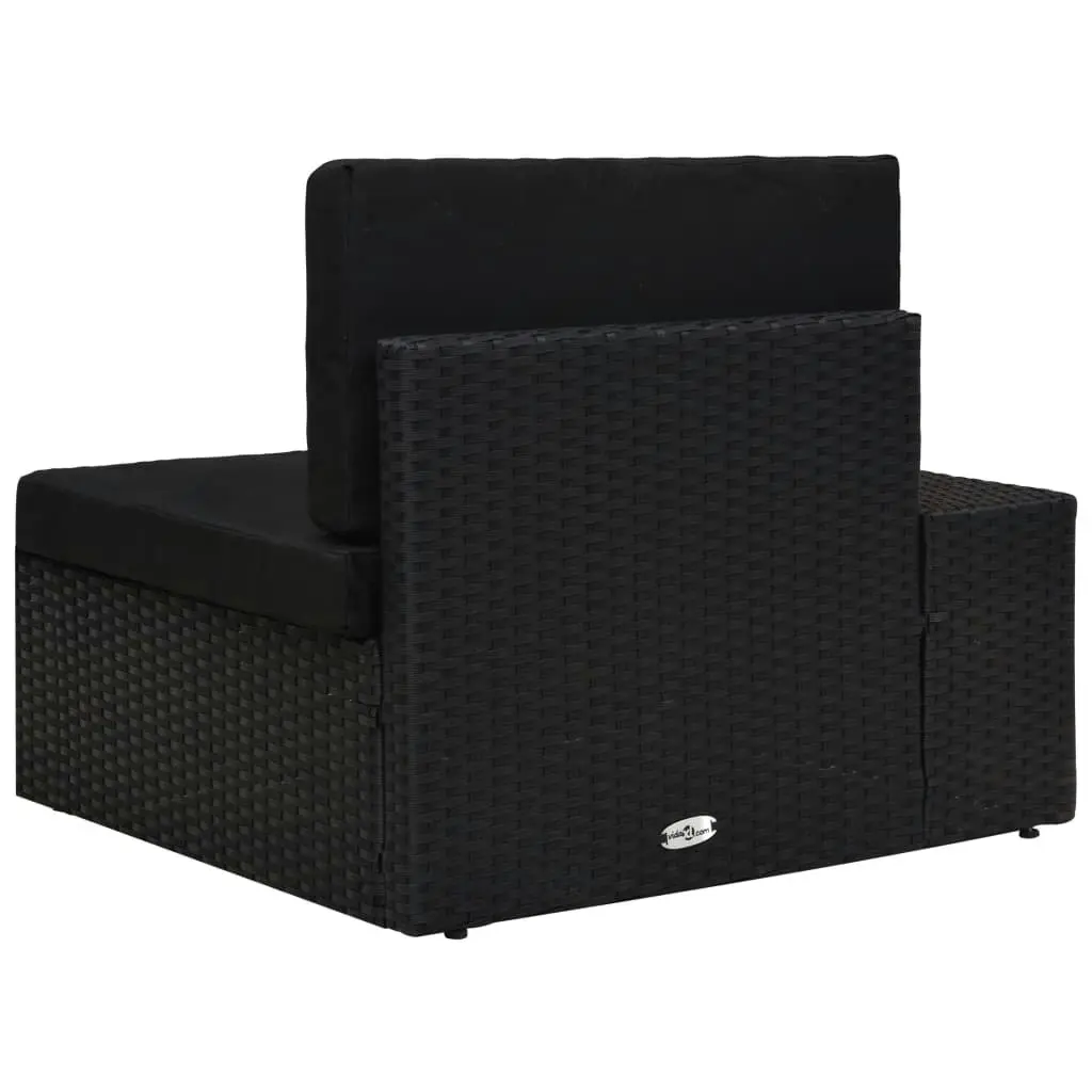 Sectional Corner Sofa with Right Armrest Poly Rattan Black 49500