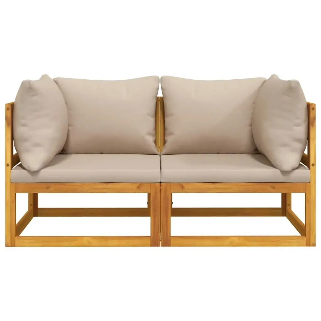 Sectional Corner Sofas 2 pcs with Taupe Cushions Solid Wood Acacia 360000