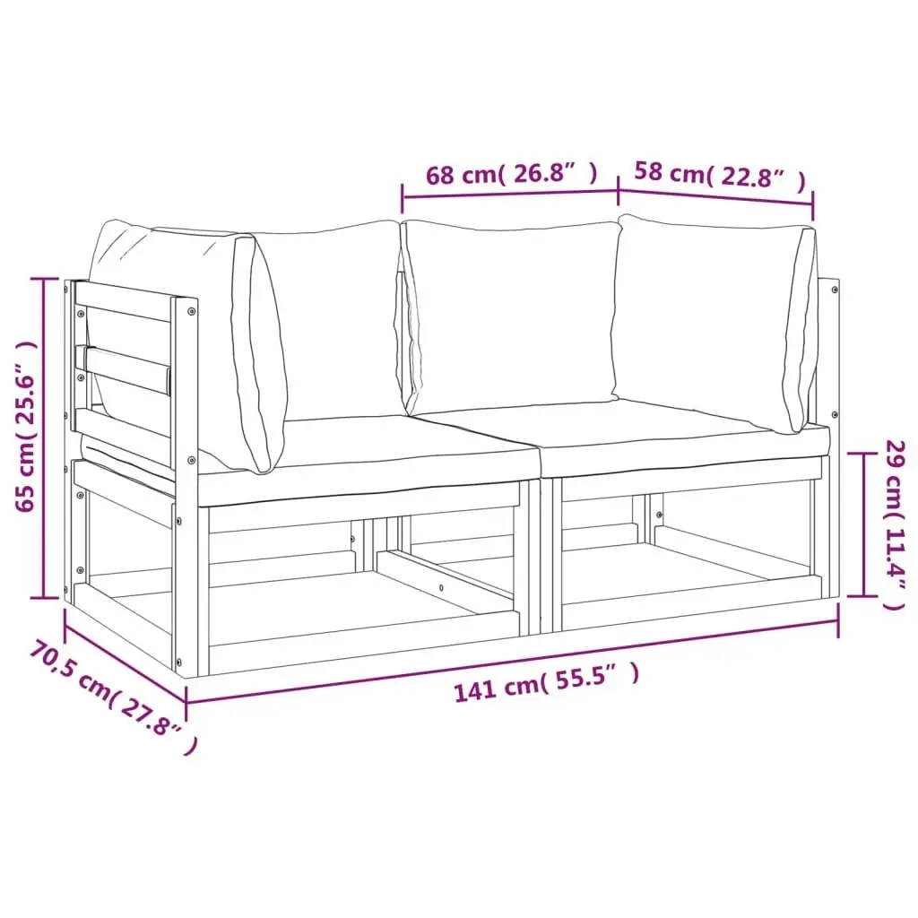 Sectional Corner Sofas 2 pcs with Taupe Cushions Solid Wood Acacia 360000