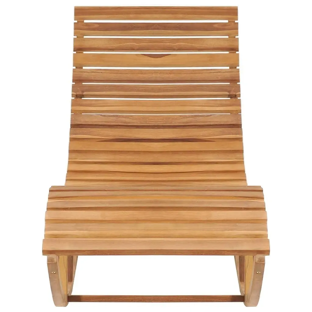 Rocking Sun Lounger with Cushion Solid Teak Wood 3063334