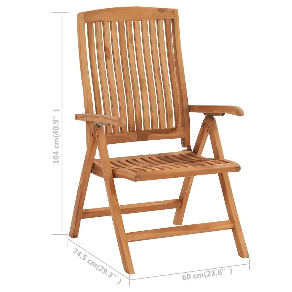 Reclining Garden Chairs with Cushions 4 pcs Solid Teak Wood 3072638