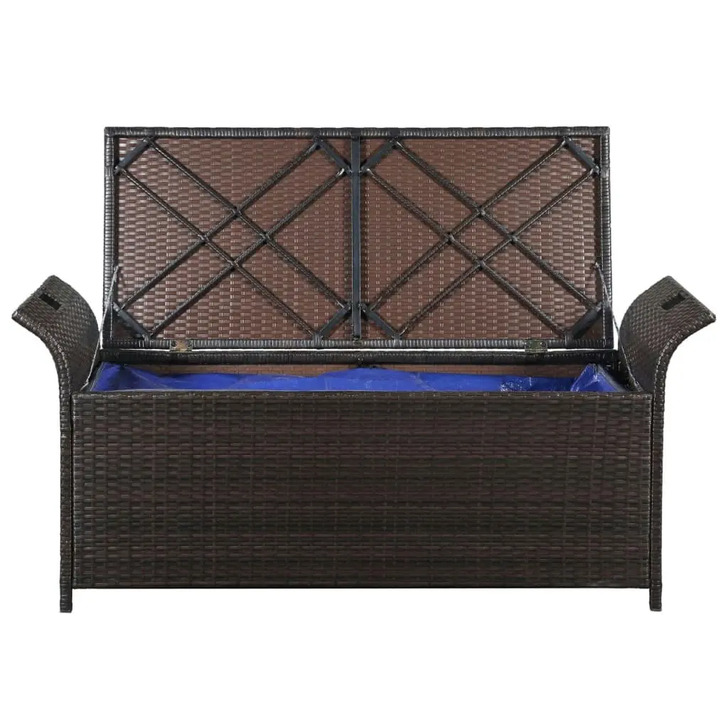 Storage Bench with Cushion 138 cm Poly Rattan Brown 44182