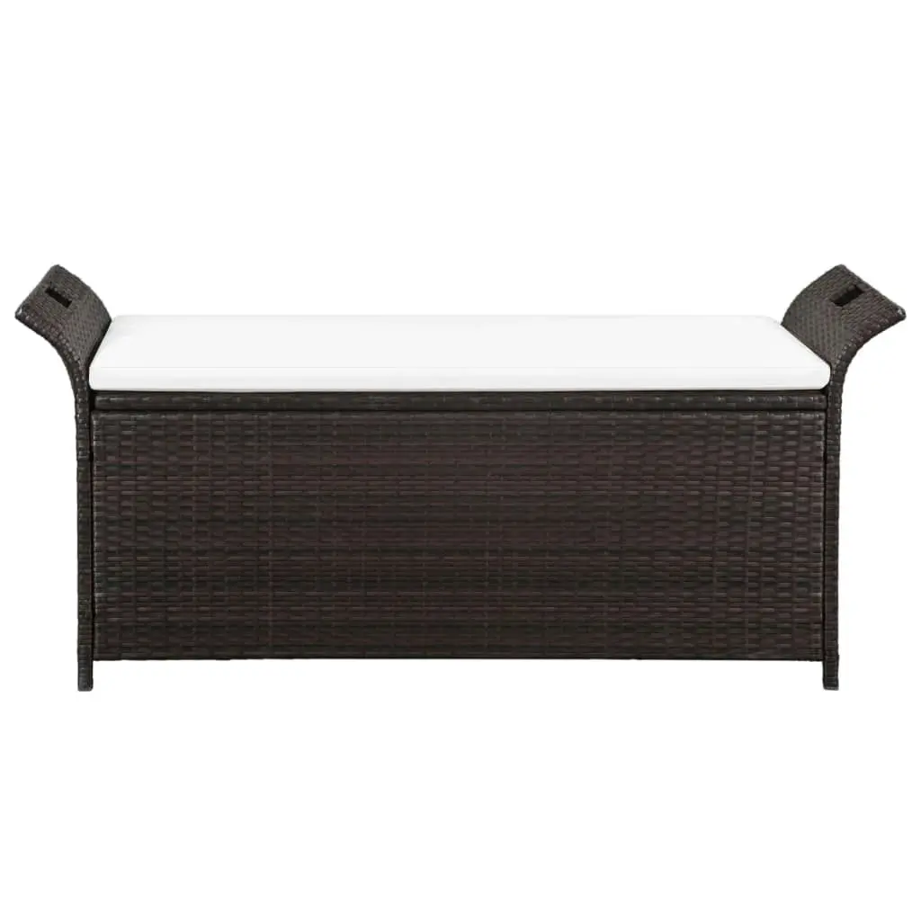 Storage Bench with Cushion 138 cm Poly Rattan Brown 44182