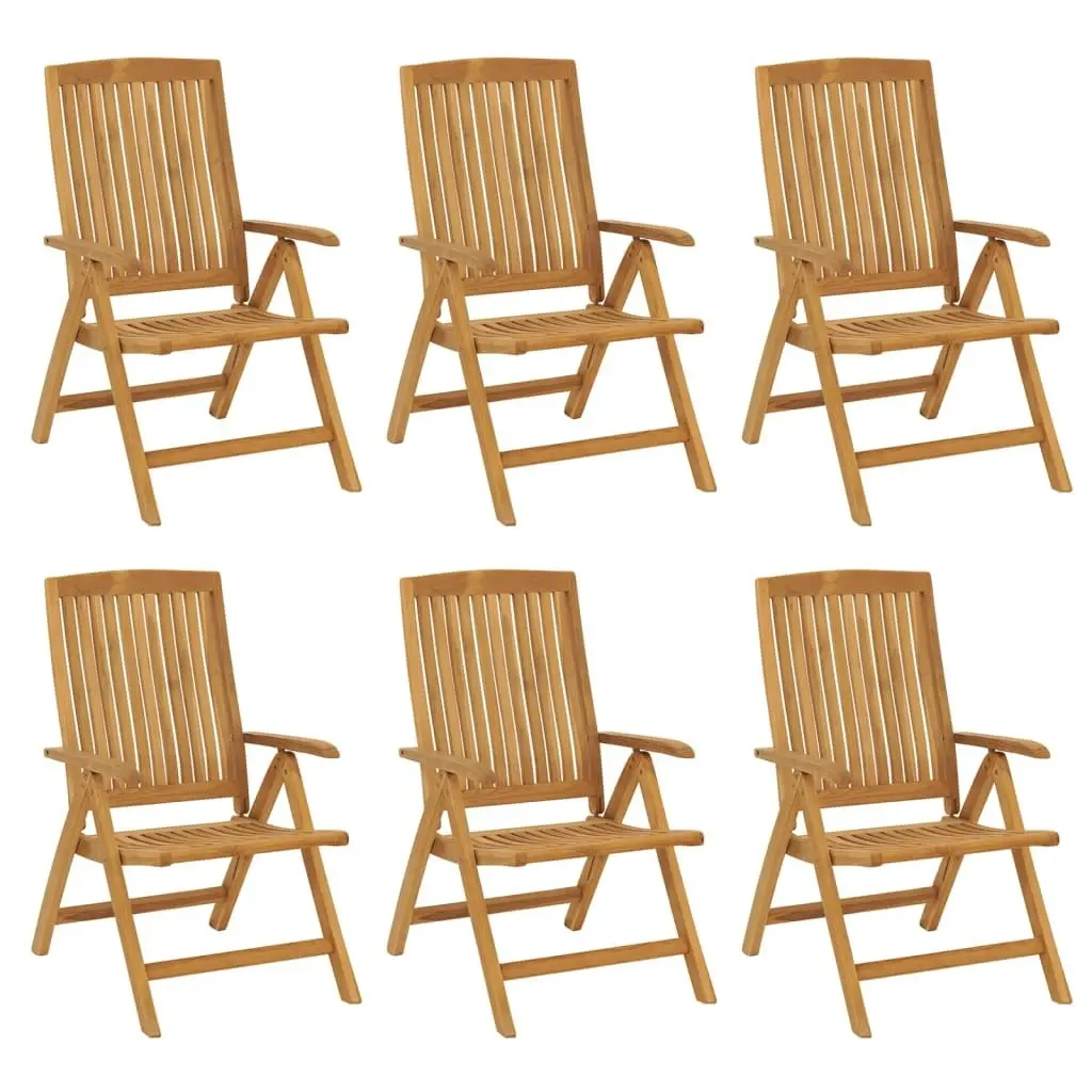 Reclining Garden Chairs with Cushions 6 pcs Solid Wood Teak 3196501