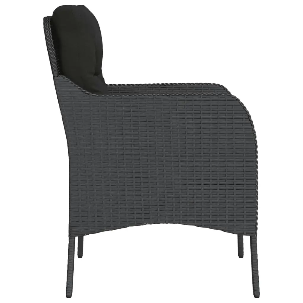 Garden Chairs with Cushions 2 pcs Black Poly Rattan 365145