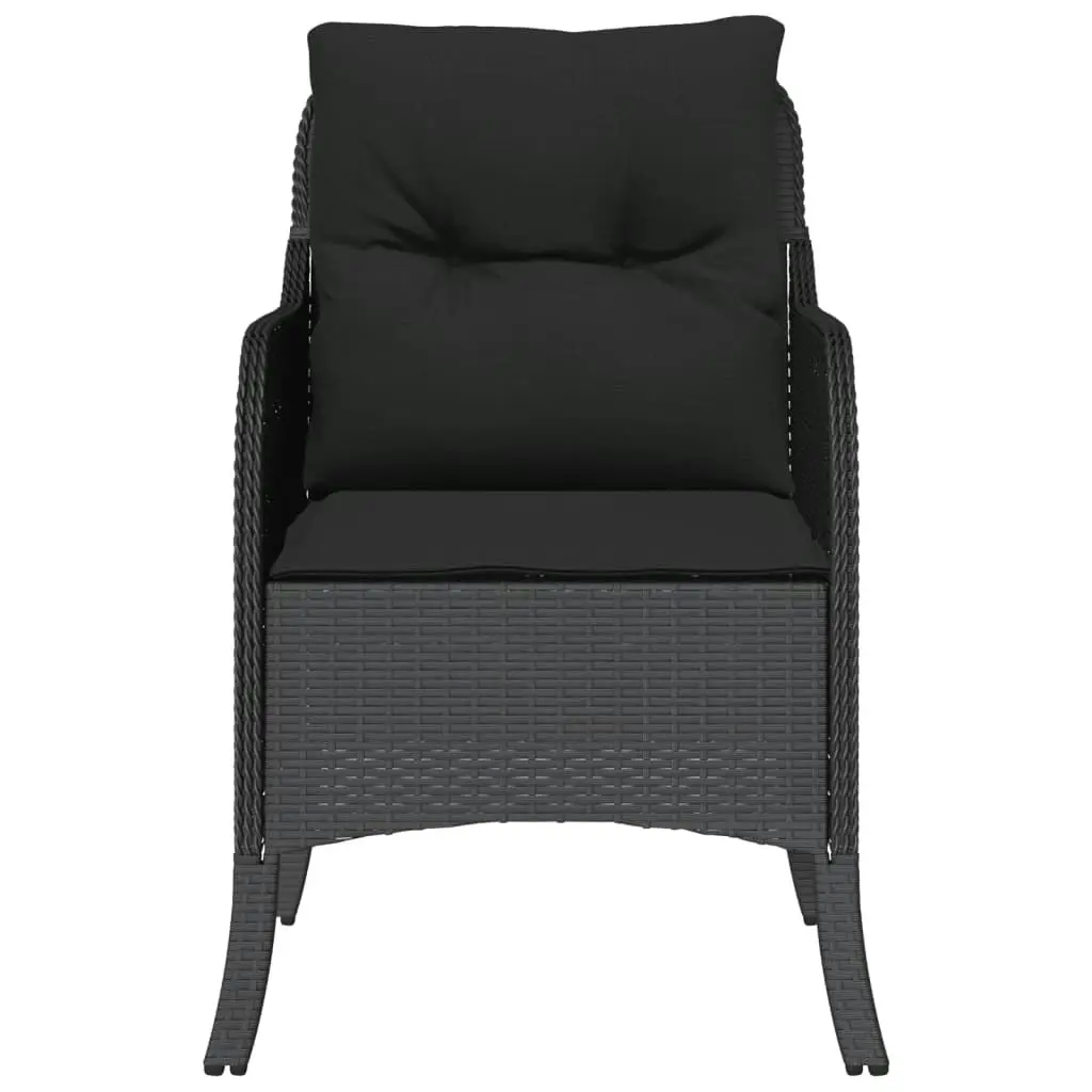 Garden Chairs with Cushions 2 pcs Black Poly Rattan 365145