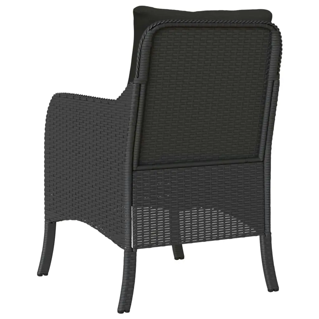 Garden Chairs with Cushions 2 pcs Black Poly Rattan 365145