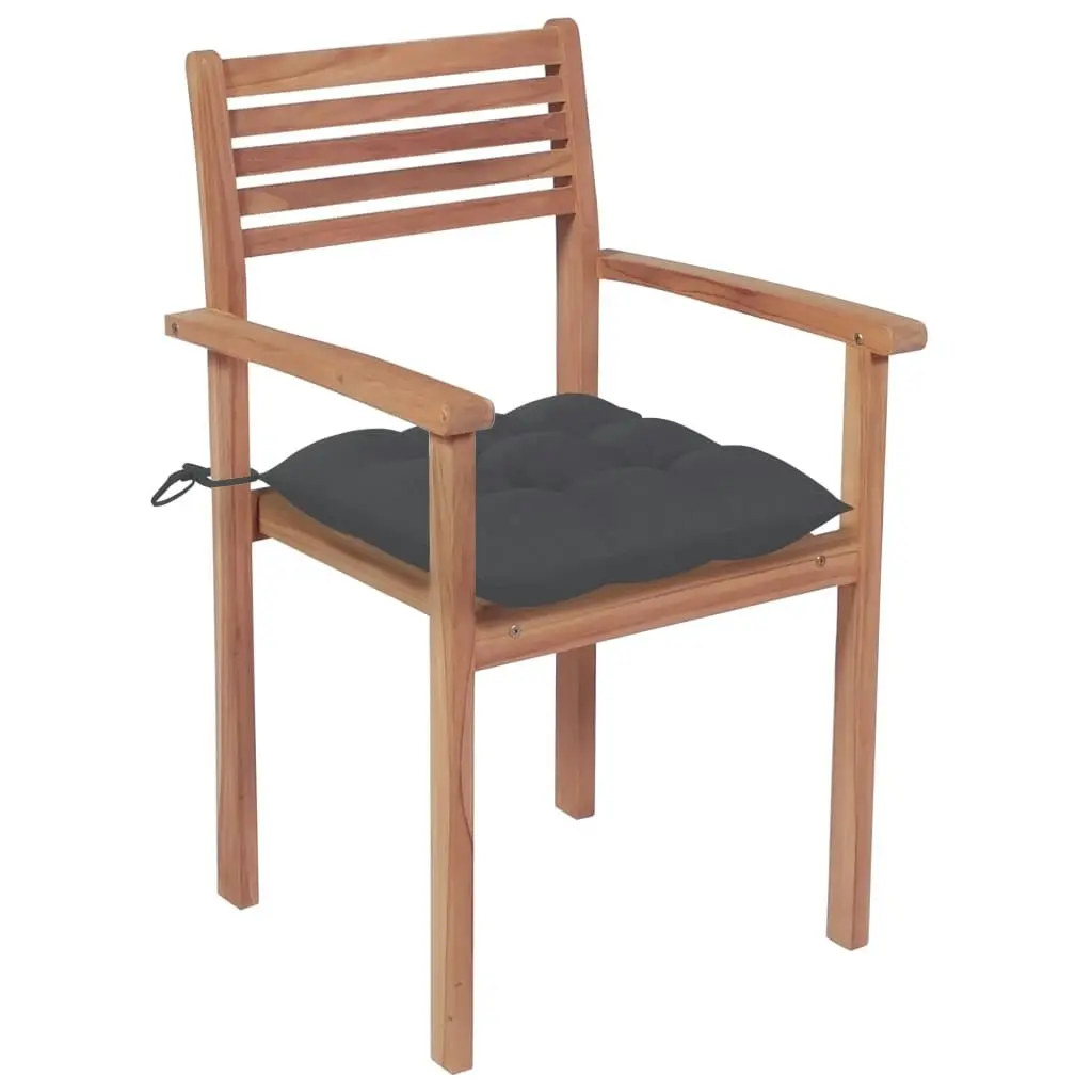 Garden Chairs 2 pcs with Anthracite Cushions Solid Teak Wood 3062277