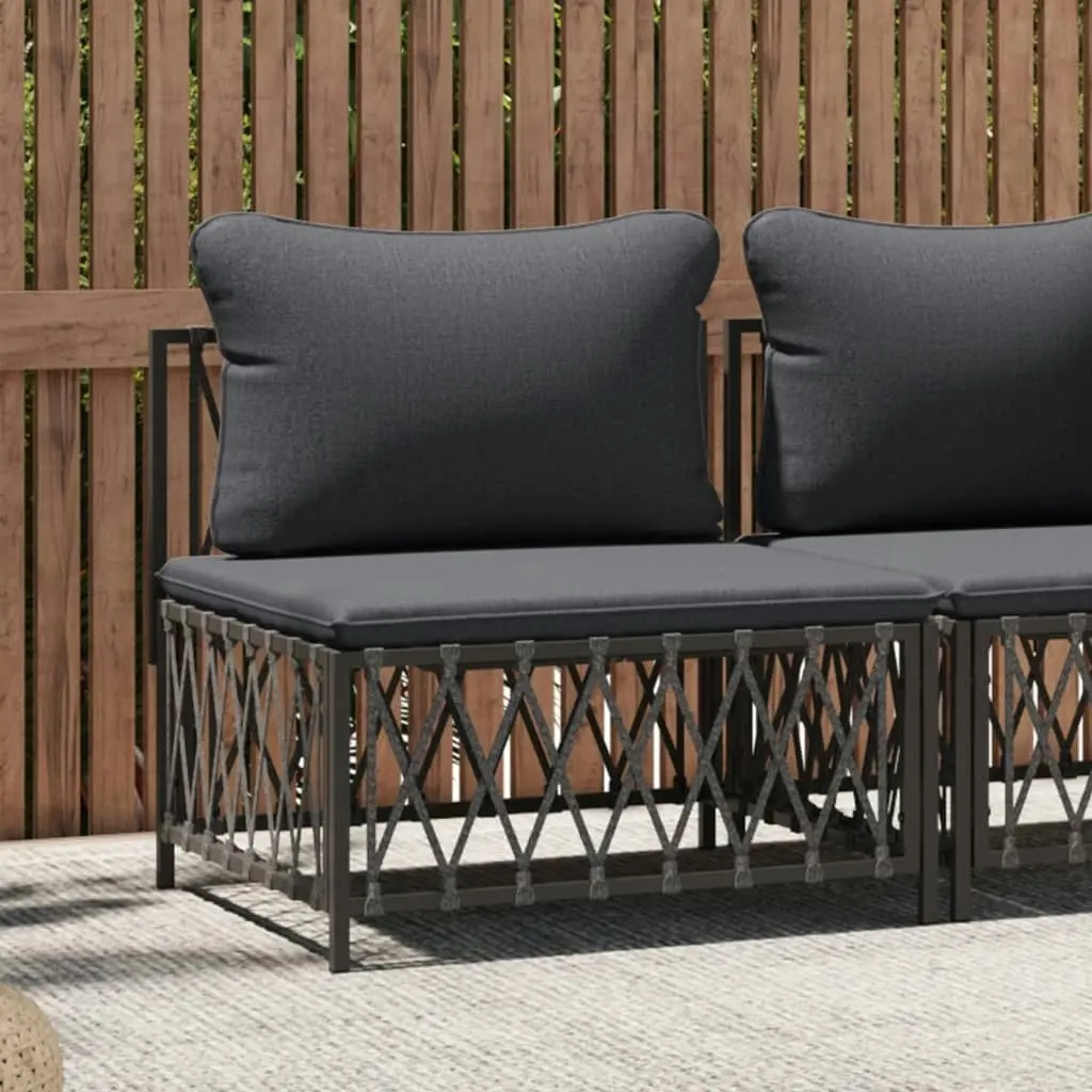 Garden Middle Sofa with Cushions Anthracite Woven Fabric 364143