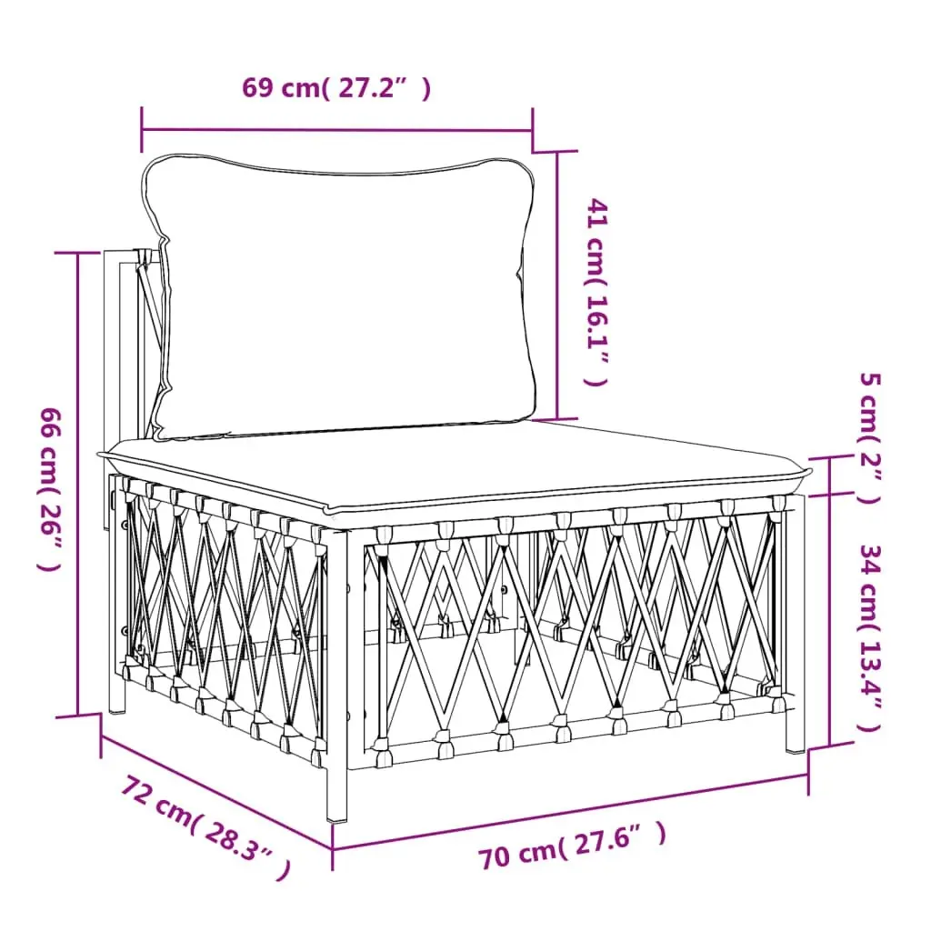 Garden Middle Sofa with Cushions Anthracite Woven Fabric 364143