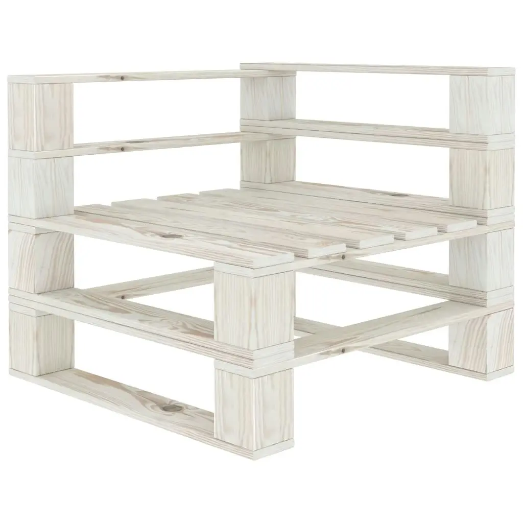 Garden Pallet Sofa White 4-Seater Wood 3072252