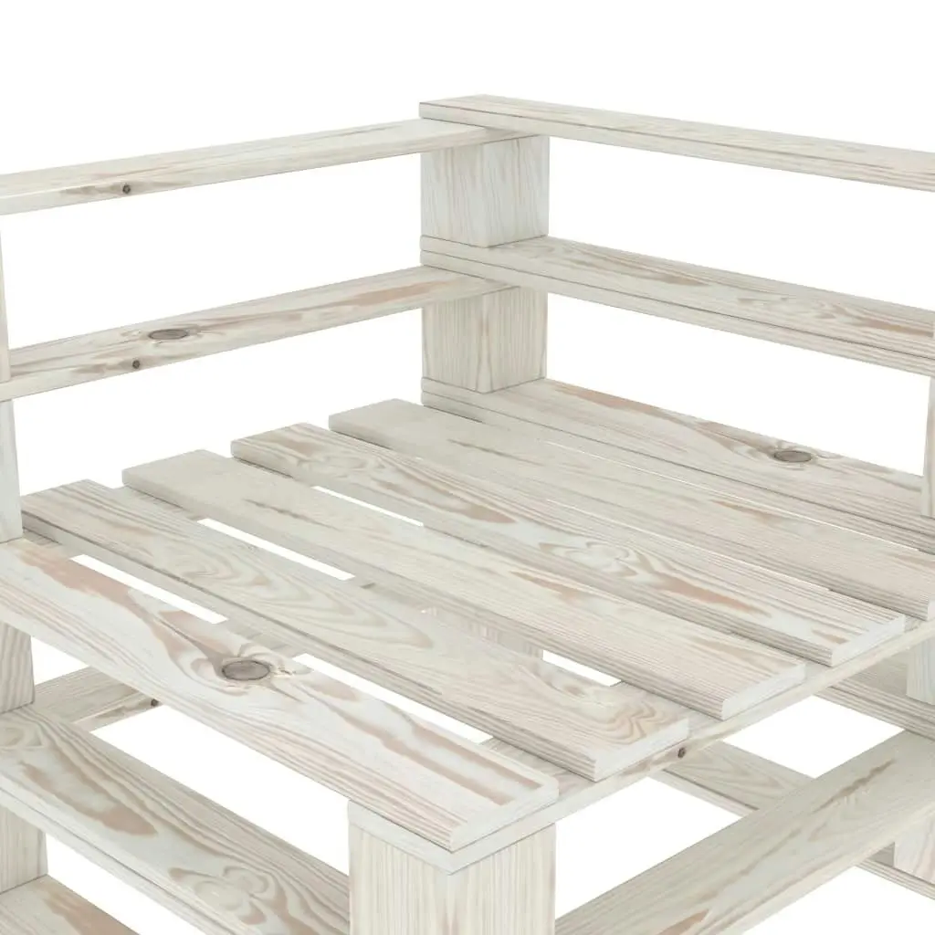 Garden Pallet Sofa White 4-Seater Wood 3072252