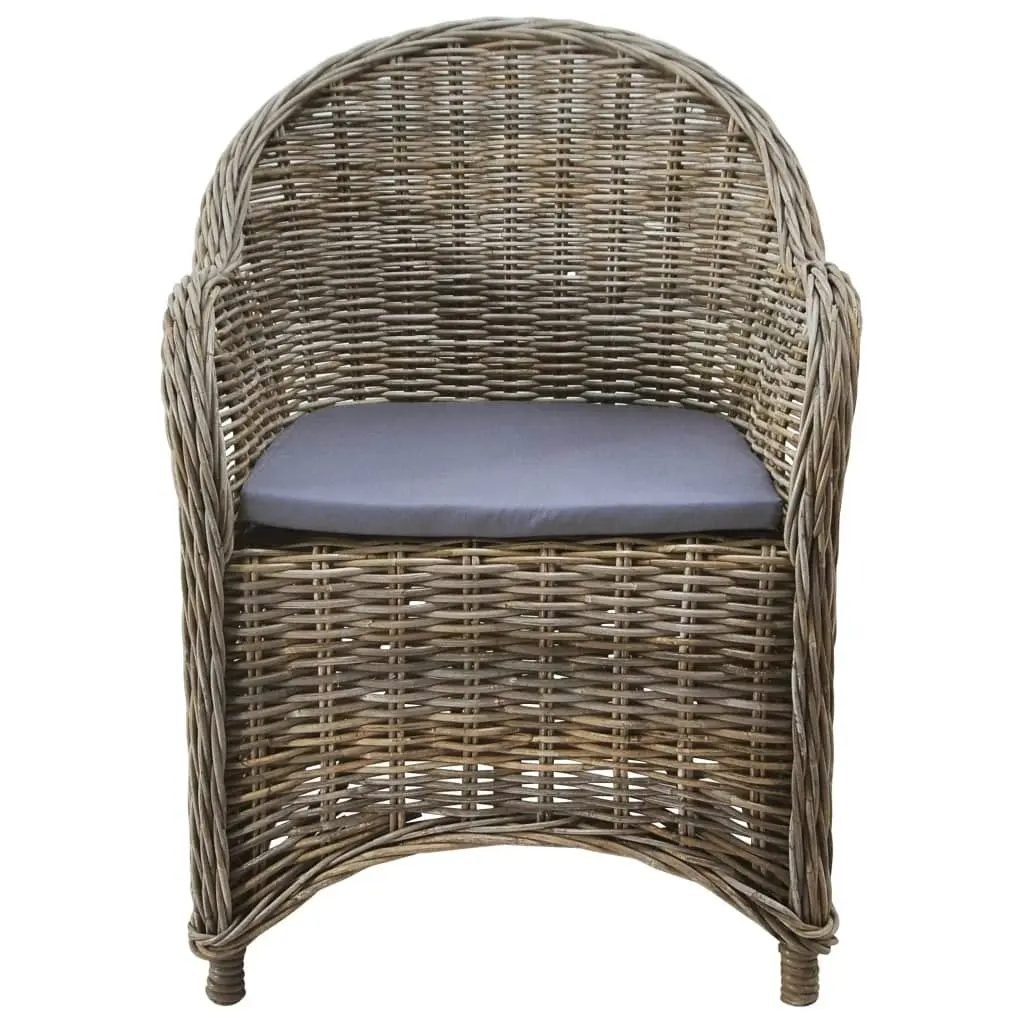 Outdoor Chairs 2 pcs with Cushions Natural Rattan 246810