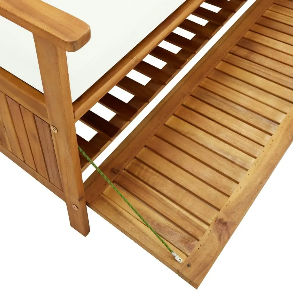 Storage Bench with Cushion 148 cm Solid Acacia Wood 45911