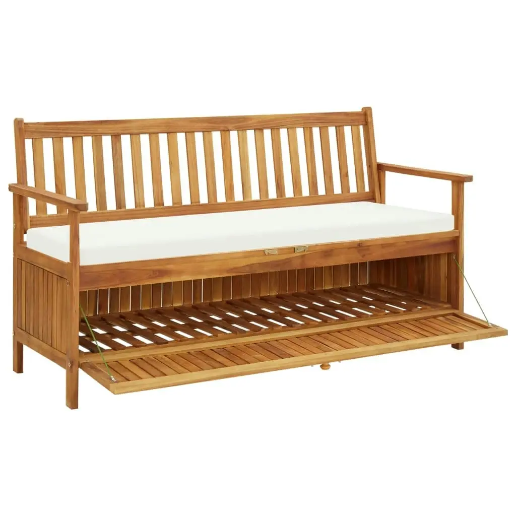 Storage Bench with Cushion 148 cm Solid Acacia Wood 45911